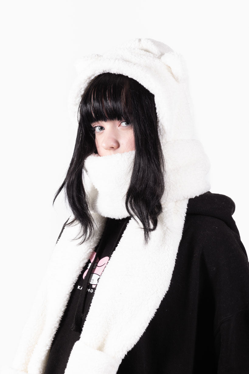 anime Headwear streetwear Kuma Fluffy • Paws Scarf White - kaomoji
