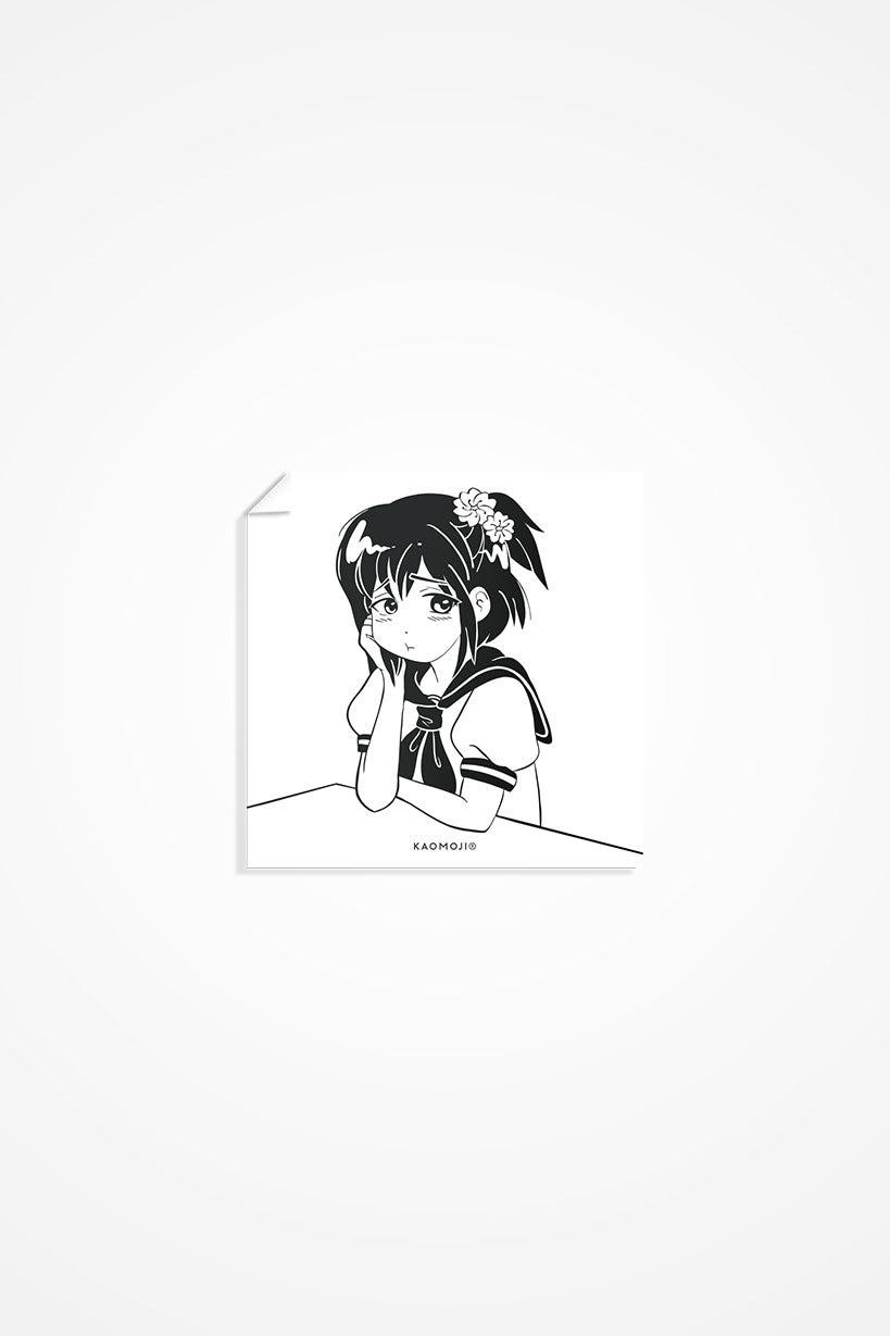 anime Stickers streetwear Pouting Misaki • Sticker - kaomoji