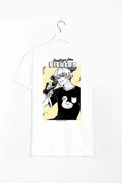anime T-Shirts streetwear Ducky Viencon • T-shirt White - kaomoji