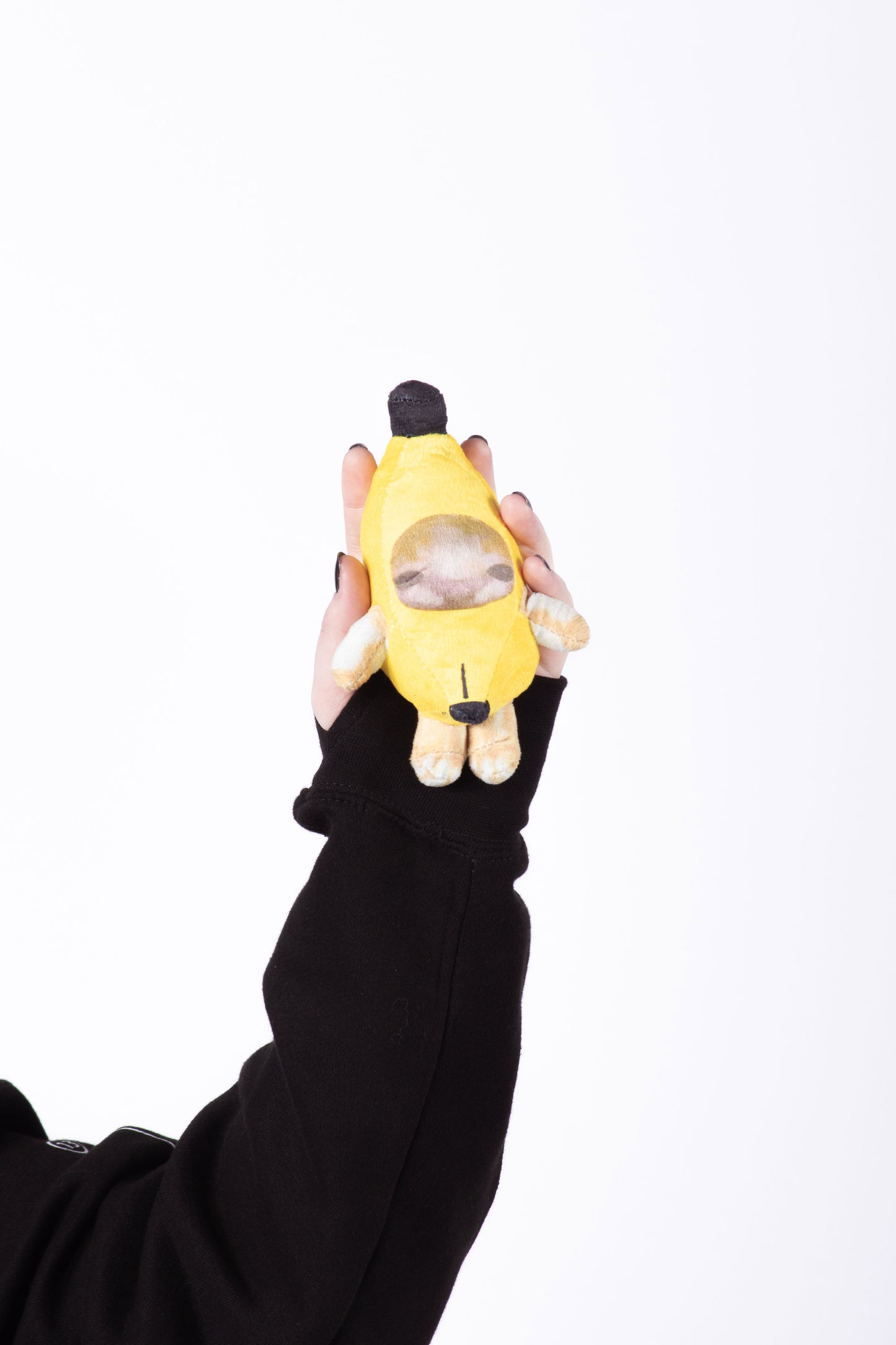 anime plush streetwear Crying Banana Cat with Sound • Keychain Plush Toy - kaomoji