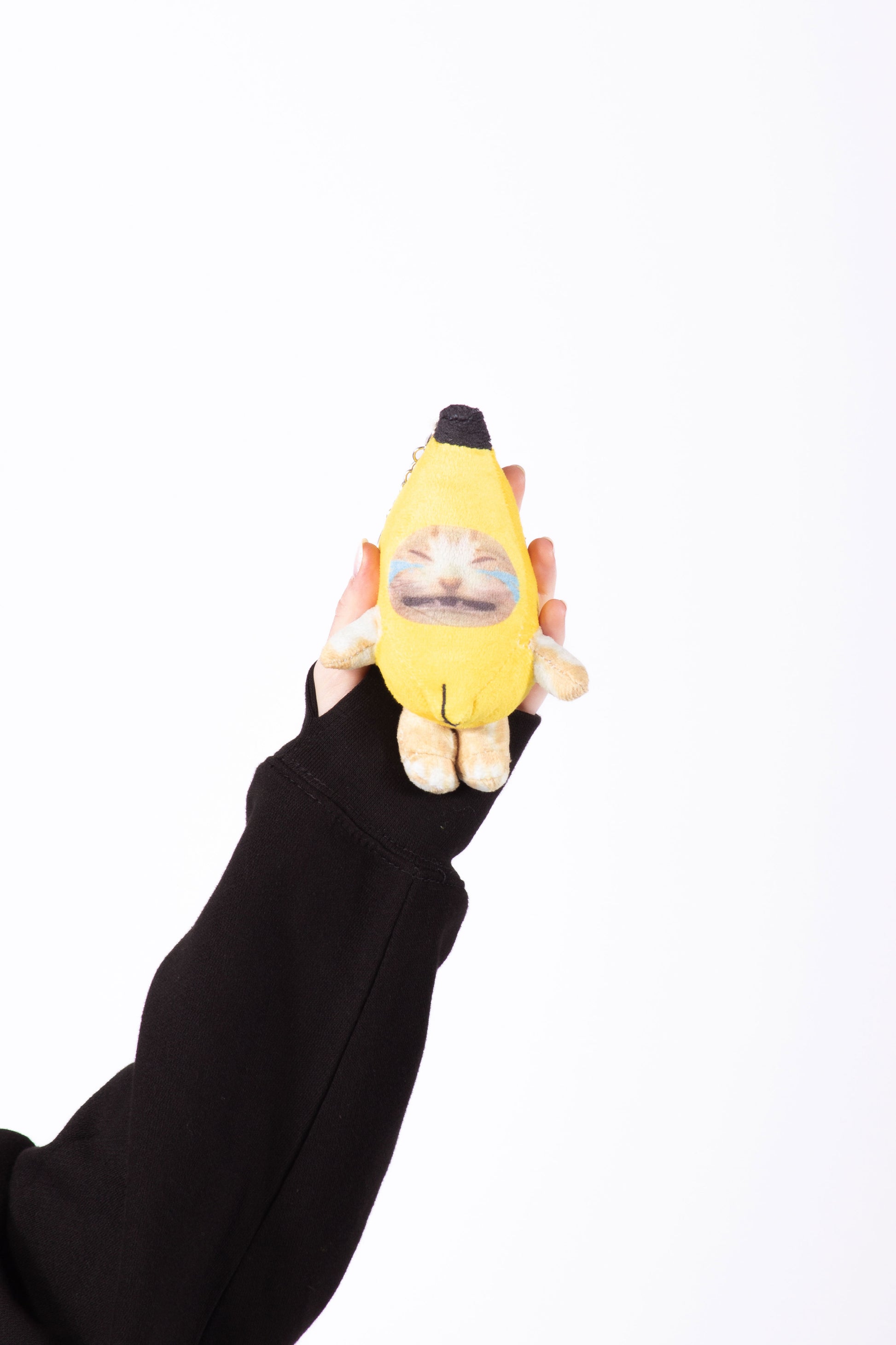 anime plush streetwear Crying Banana Cat with Sound • Keychain Plush Toy - kaomoji