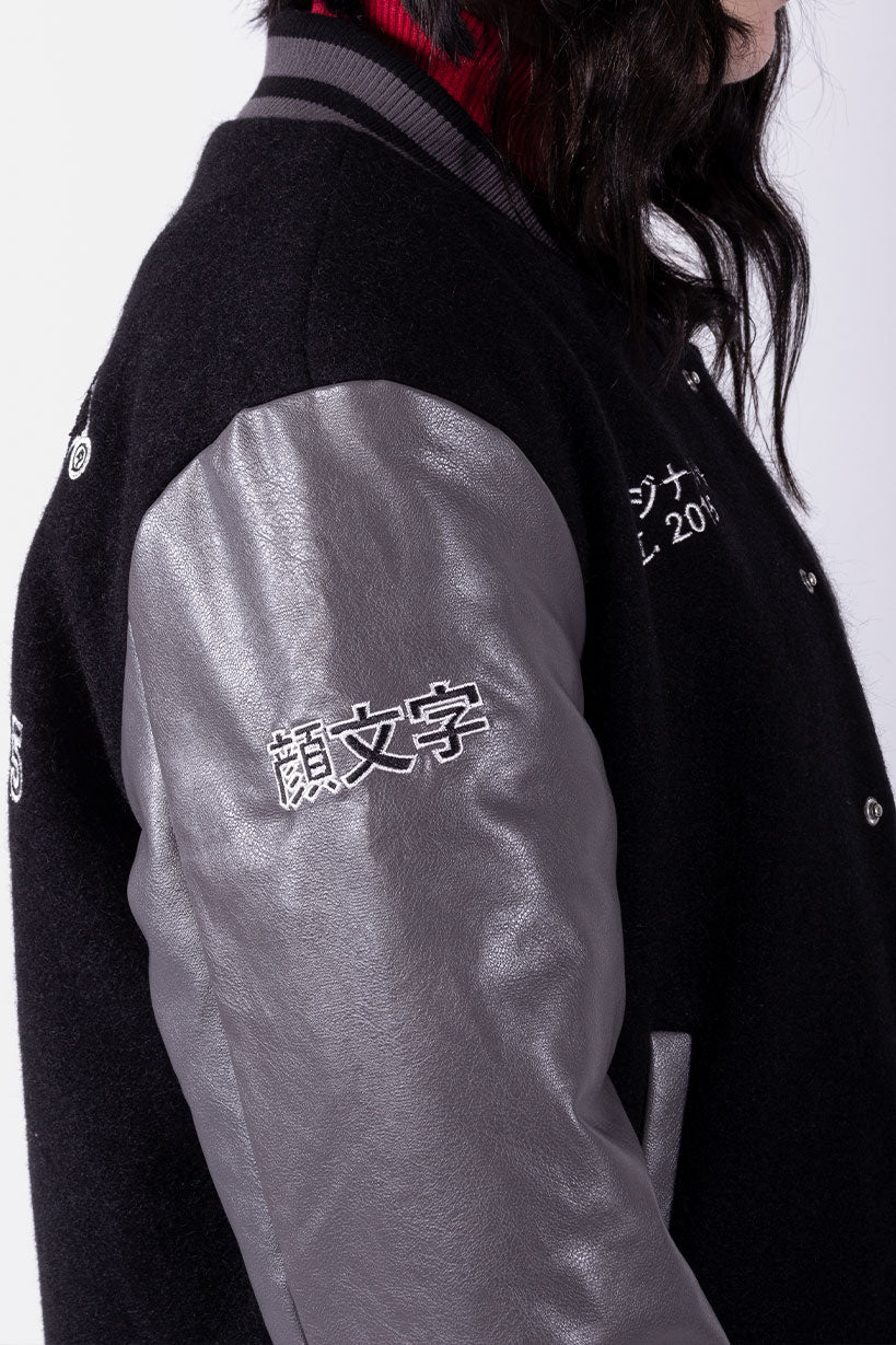 anime Jackets streetwear Anniversary Grey • Vegan Leather Varsity Jacket [LIMITED EDITION] - kaomoji