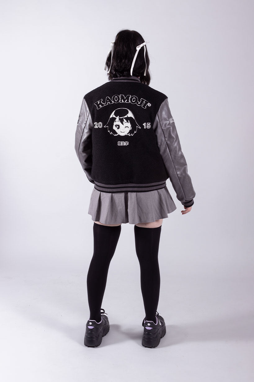 anime Jackets streetwear Anniversary Grey • Vegan Leather Varsity Jacket [LIMITED EDITION] - kaomoji