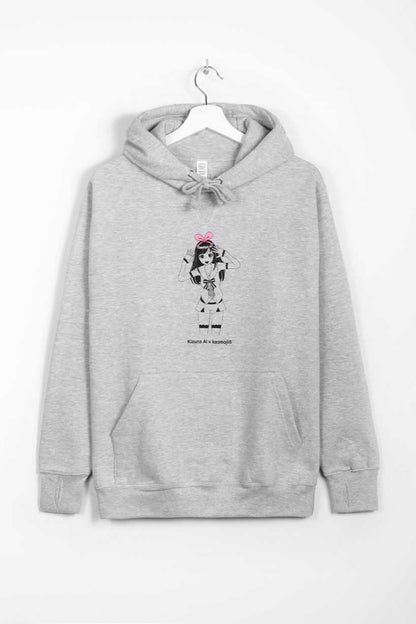 anime Hoodies streetwear Hai, Domo!  • Hoodie Gray - kaomoji
