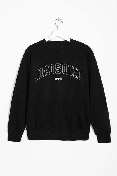 anime Sweaters streetwear Daisuki • Sweater Black - kaomoji