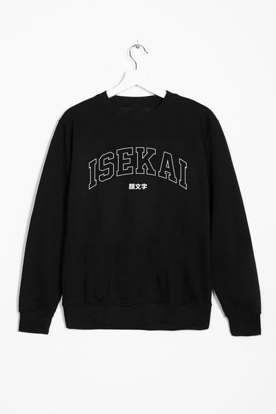 anime Sweaters streetwear Isekai • Sweater Black - kaomoji