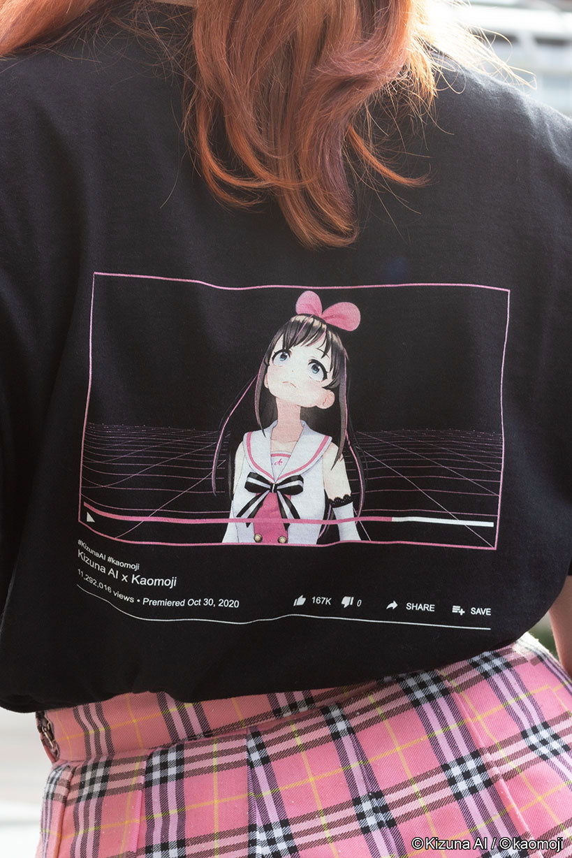 anime T-Shirts streetwear Kizuna AI • T-shirt Black - kaomoji