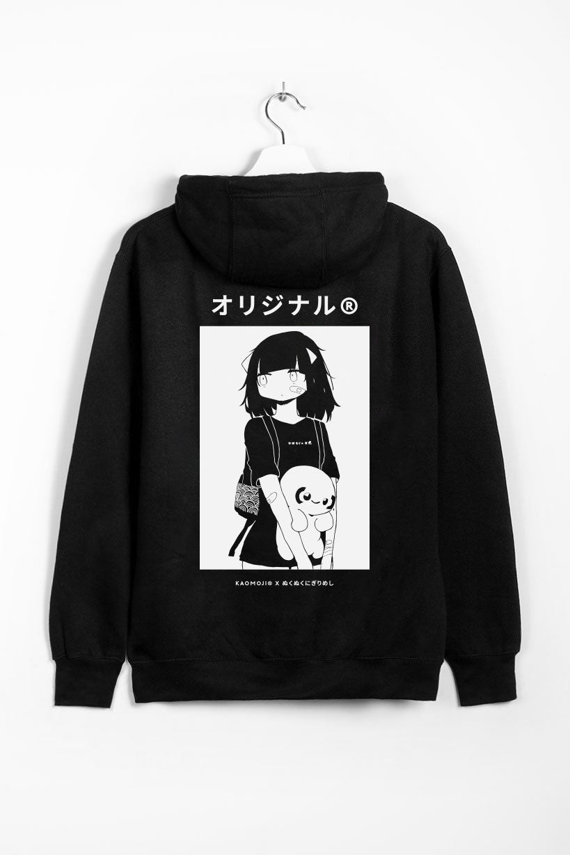 anime Hoodies streetwear Kuma • Hoodie Black - kaomoji