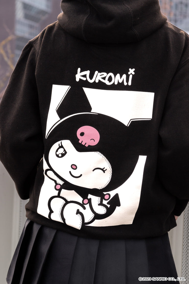 anime Hoodies streetwear Kuromi • Hoodie Black - kaomoji