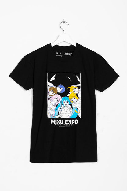 anime T-Shirts streetwear Miku Expo 2021 • T-shirt Black - kaomoji