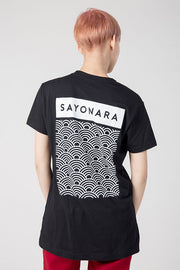 anime T-Shirts streetwear Sayonara • T-shirt Black - kaomoji